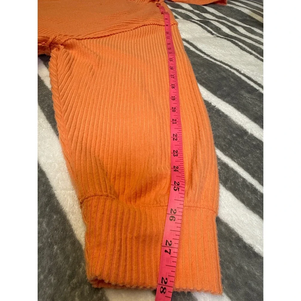 Out From Under Urban Outfitters Orange Ribbed Hooded Cardigan Cozy‎ Y2K Womens S